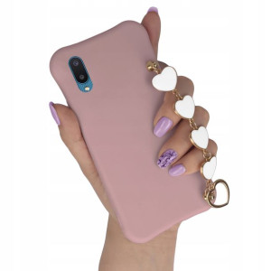 Etui Mat CIEMNY RÓŻ do SAMSUNG M02 4G Łańcuszek