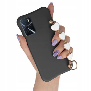 Etui Mat Czar do OPPO A16 Łańcuszek Białe Serce