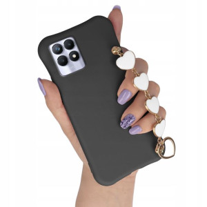 Etui Mat Czar do REALME 8i Łańcuszek Białe Serce