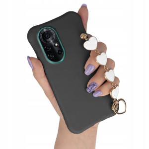 Etui Mat Czarny do HUAWEI NOVA 8 Łańcuszek Serce