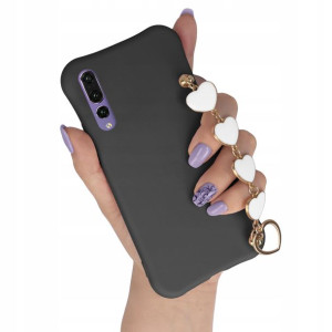 Etui Mat Czarny do HUAWEI P20 PRO Łańcuszek Serce