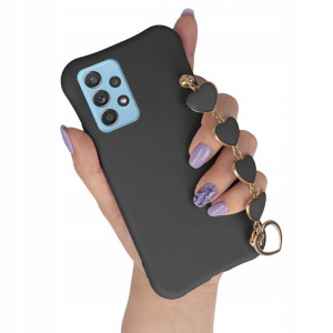 Etui Mat Czarny do SAMSUNG A33 5G Łańcuszek Serce