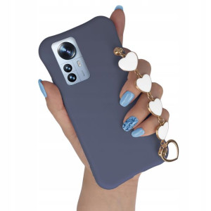 Etui Mat Granat do XIAOMI 12 PRO Łańcuszek Serce