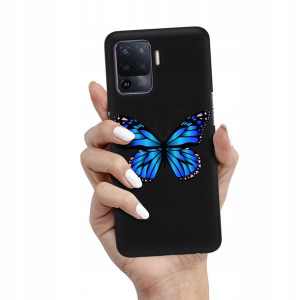 Etui Matowe Czarny do OPPO RENO 5F Wiosenne Wzory