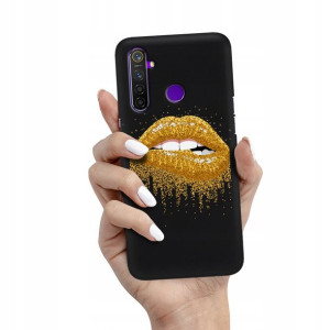 Etui Matowe Czarny do REALME 5 PRO Wiosenne Wzory