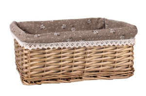 Wiklinowy Brązowy Koszyk Z Materiałem 35x25x14h Cm