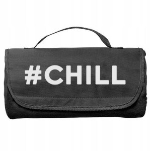 Koc Na Plażę Piknik Czarny Polarowy wzór #CHILL 01