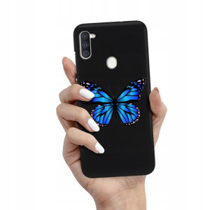 Etui Matowe Czarny do SAMSUNG A11 Wiosenne Wzory