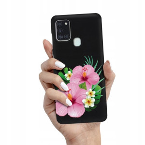 Etui Matowe Czarny do SAMSUNG A21s Wiosenne Wzory