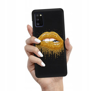 Etui Matowe Czarny do SAMSUNG A41 Wiosenne Wzory