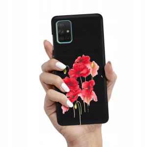 Etui Matowe Czarny do SAMSUNG A71 Wiosenne Wzory