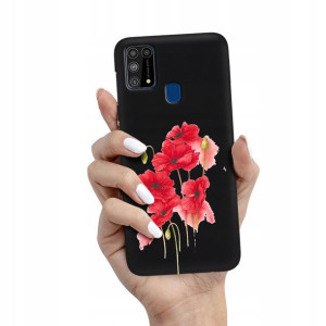 Etui Matowe Czarny do SAMSUNG M31 Wiosenne Wzory