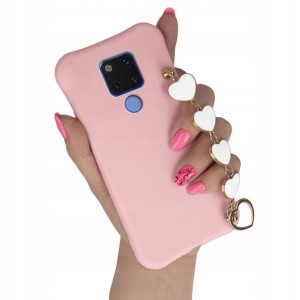 Etui Matowe Do Huawei Mate 20 Jasny Róż Łańcuszek