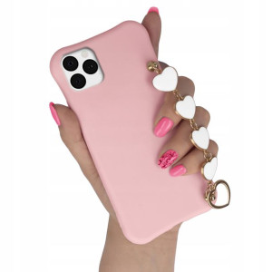Etui Matowe Do Iphone 11 Pro Jasny Róż Łańcuszek