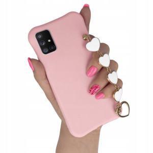 Etui Matowe Do Samsung A71 5g Jasny Róż Łańcuszek