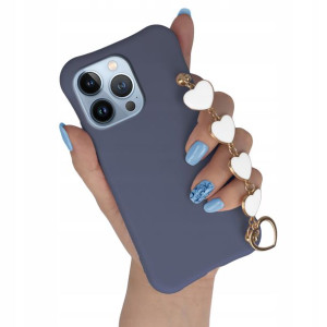 Etui Matowe GRANAT do IPHONE 13 PRO Łańcuch Serce