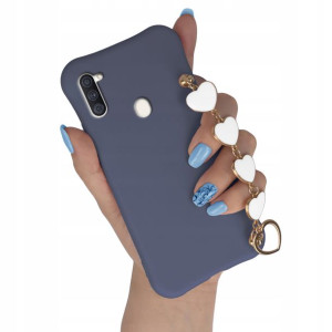 Etui Matowe GRANAT do SAMSUNG A11 Łańcuszek Serce