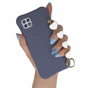 Etui Matowe GRANAT do SAMSUNG A22 5G Łańcuch Serce