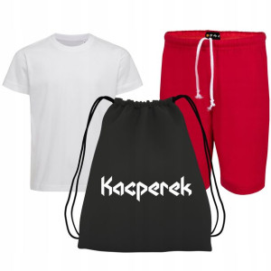 Komplet na WF KOSZULKA SPODENKI WOREK Imię 140cm