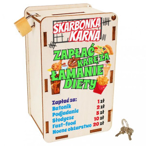Prezent na urodziny skarbonka kara łamanie diety