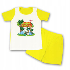 Piżama Do Przedszkola ŻÓŁTY 122 DINO PARTY 01