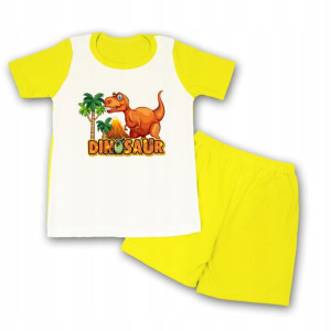 Piżama Do Przedszkola ŻÓŁTY 122 DINOZAUR DINO 03