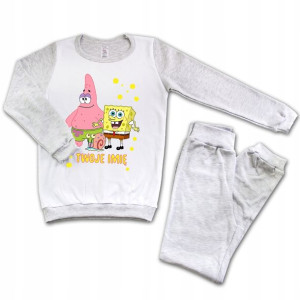 Piżama Długi Rękaw SZARA 98 wzór SPONGEBOB 02 IMIE