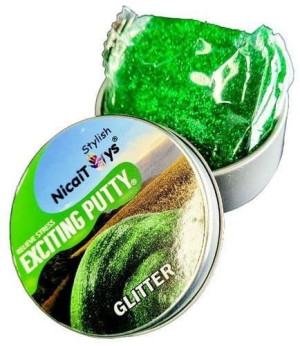 Magiczna Antystresowa Plastelina z Brokatem GREEN