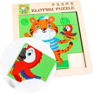 Drewniana Logiczna Układanka - Puzzle - 2 w 1 TYGRYS