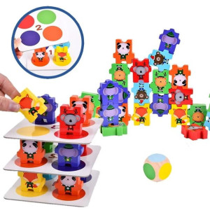Drewniana kolorowa Yenga - Zwierzęta - Wieża Jenga