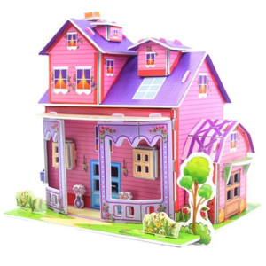 Puzzle 3D - Różowy domek