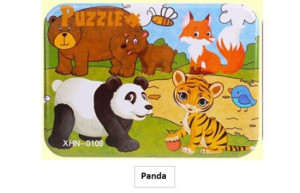 Zestaw 4 układanek puzzli w metalowym pudełku - Safari