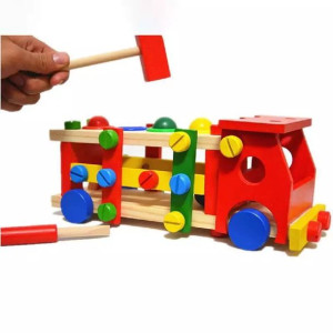 Drewniana ciężarówka - sorter do skręcania