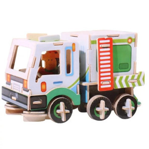 Drewniane Puzzle 3D - Śmieciarka