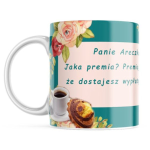Kubek smacznej kawusi areczek wypłata na czas mem śmieszny kubek do pracy