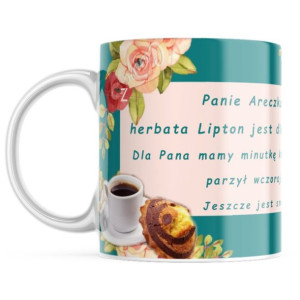 Kubek smacznej kawusi areczek herbata lipton mem śmieszny kubek do pracy