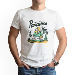 Koszulka Męska BIAŁA roz L nadruk wzór PARADISE 02