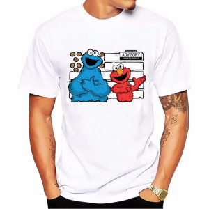 Koszulka MĘSKA Biała roz M wzór COOKIE MONSTER 01