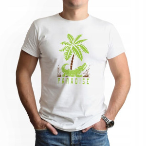 Koszulka Męska BIAŁA roz XL wzór PARADISE 01