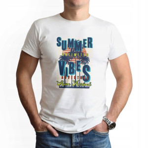 Koszulka Męska BIAŁA roz XL wzór SUMMER VIBES 01