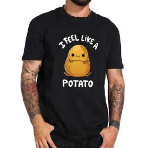 Koszulka MĘSKA Czarna r M wzór FEEL LIKE POTATO 01