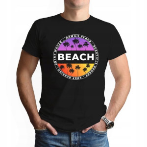Męski Podkoszulek Koszulka Czarny L BEACH 01