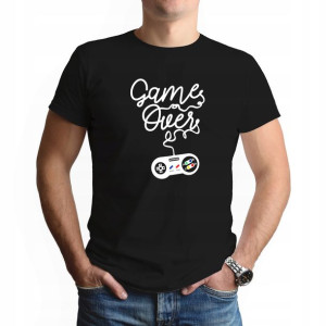 Męski Podkoszulek Koszulka Czarny M GAME OVER 05