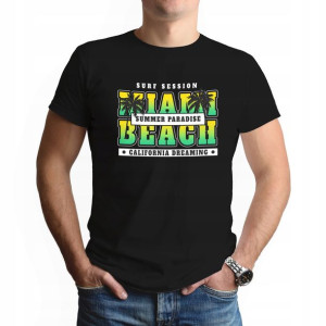 Męski Podkoszulek Koszulka Czarny M MIAMI BEACH 01