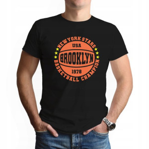 Męski Podkoszulek Koszulka Czarny S BROOKLYN 04