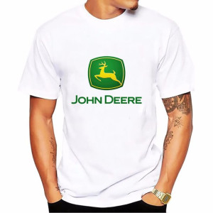 Modna Koszulka Męska BIAŁA M JOHN DEER WZORY