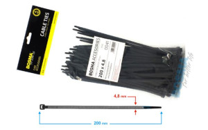 Opaska zaciskowa BOSMA 4,8*200 mm BLACK (100 pcs)