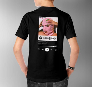 Modna Koszulka Męska L CZARNY TYŁ QR SPOTIFY 02