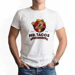 Modna Koszulka Męska nadruk S wzór MR TACOS 01