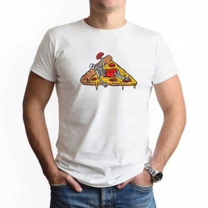 Modna Koszulka Męska nadruk XXL PIZZA SZKIELET 03
